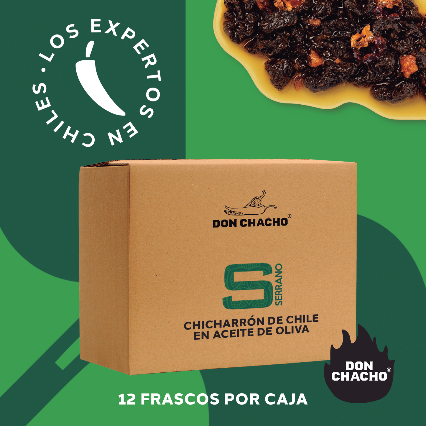Caja Chicharrón de Chile Serrano (12 pzs)