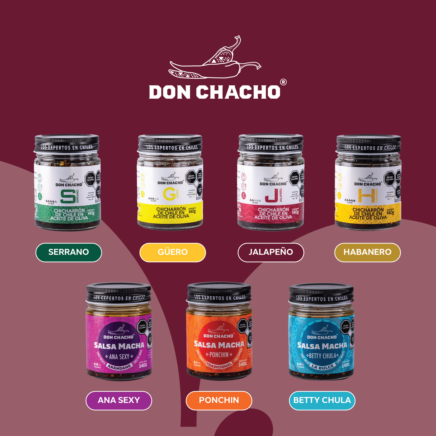 Chicharrón de Chile Jalapeño en Aceite de Oliva Don Chacho de 140 gr bundle