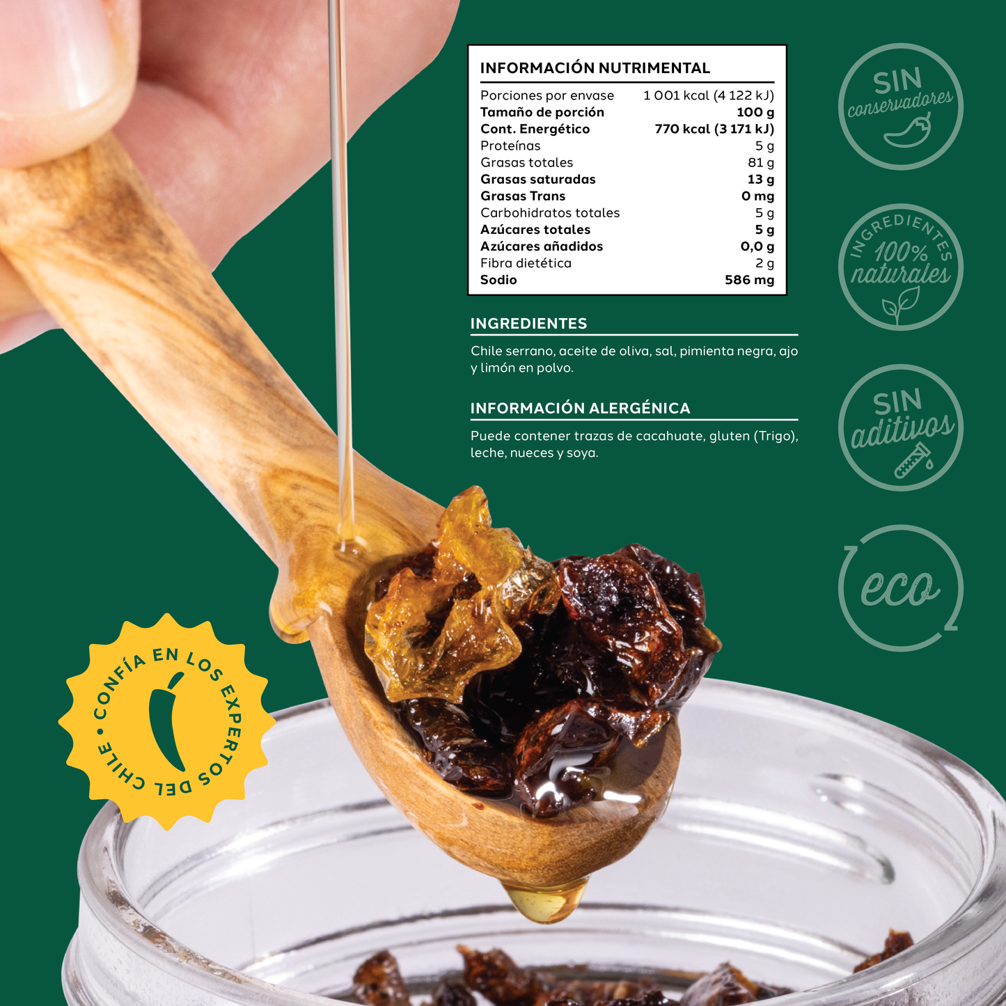 Chicharrón de Chile Serrano en Aceite de Oliva Don Chacho de 140 gr