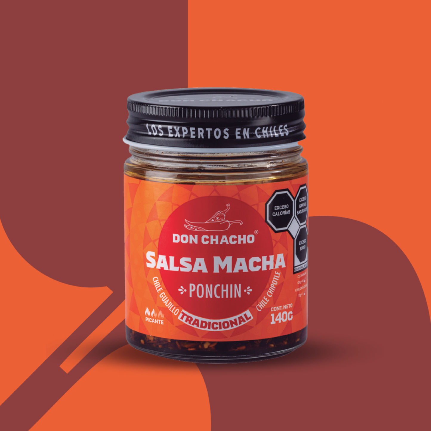 Salsa Macha Tradicional Ahumada “Ponchín” Don Chacho - 140 gr - Con Chile Chipotle y Guajillo