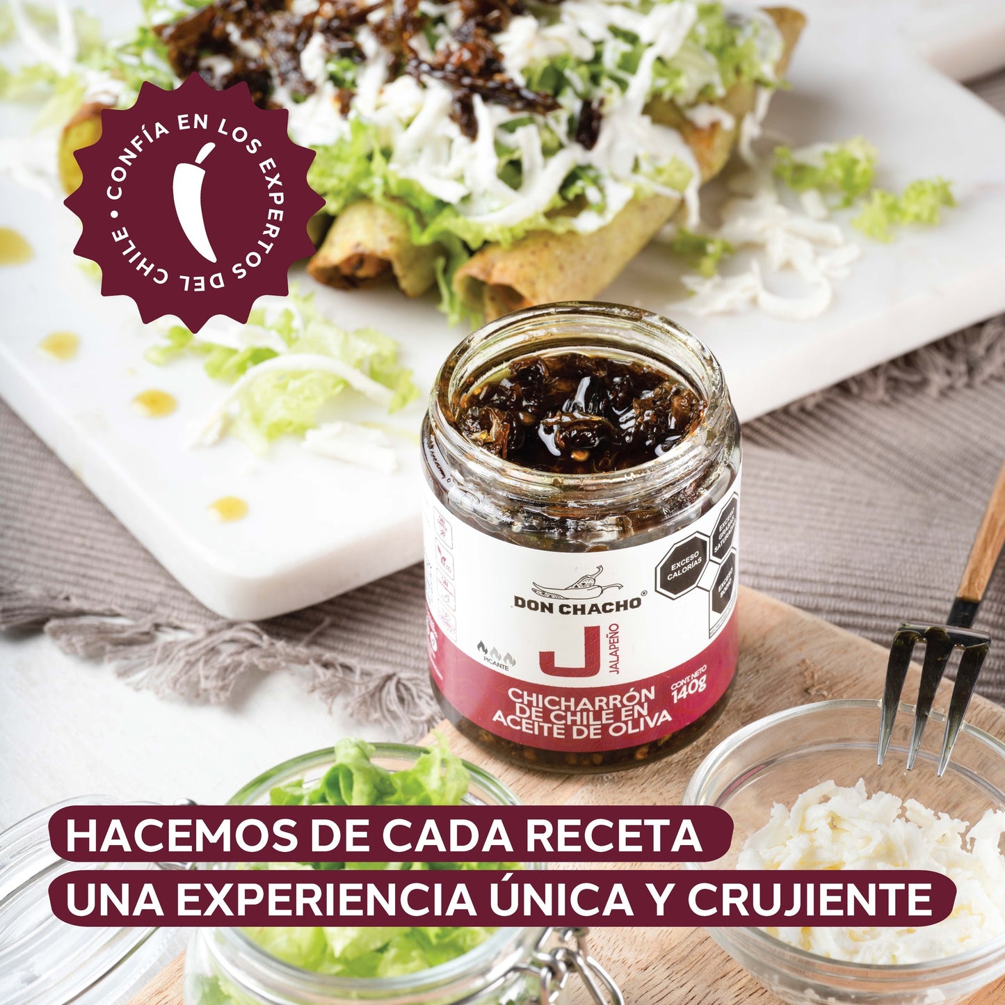 Chicharrón de Chile Jalapeño en Aceite de Oliva Don Chacho de 140 gr bundle