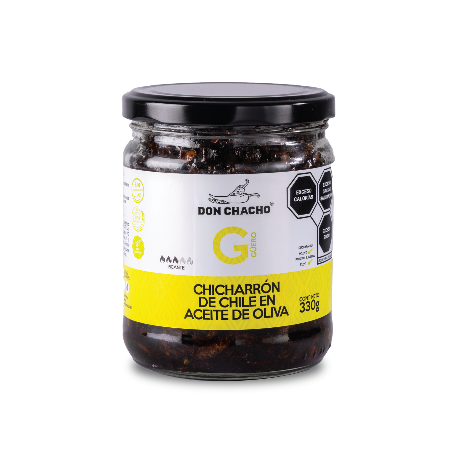 Chicharrón de Chile Güero en Aceite de Oliva Don Chacho de 330 gr
