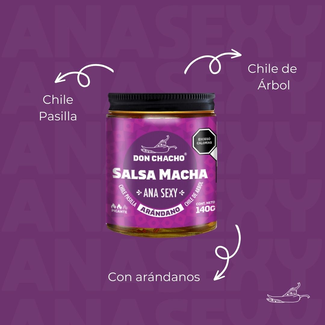 Salsa Macha Arándano “Ana Sexy” - Hecho a base de Chile Pasilla, Árbol y Arándano - Disfrútalos con Tacos, Quesadillas, Ensaladas, Sushi, Pizzas o Cualquier Otro Platillo.