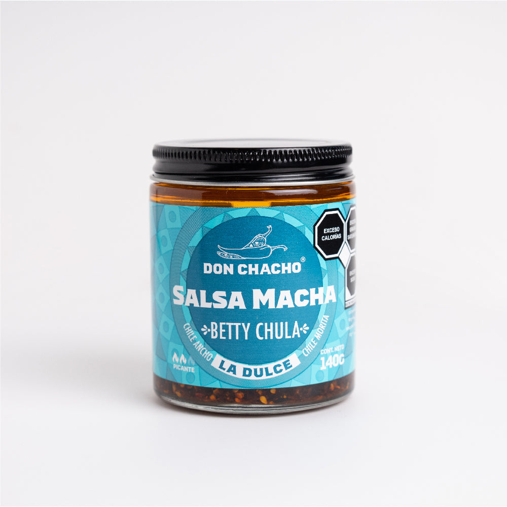 Salsa Macha La Dulce “Betty Chula”	- Hecho a base de Chile Ancho, Morita y Azúcar Morena - Disfrútalos con Tacos, Quesadillas, Ensaladas, Sushi, Pizzas o Cualquier Otro Platillo. bundle