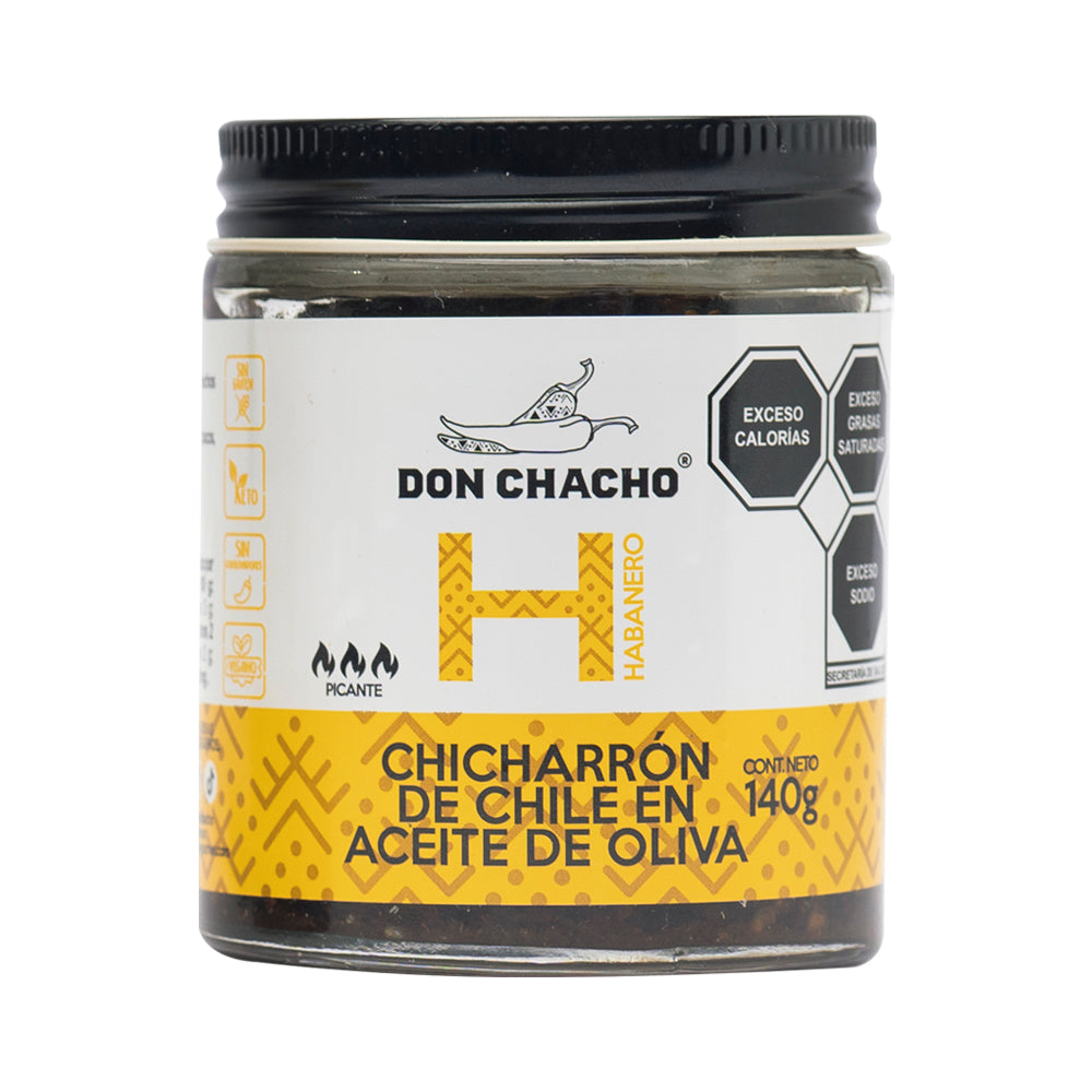 Chicharrón de Chile Habanero en Aceite de Oliva Don Chacho de 140 gr