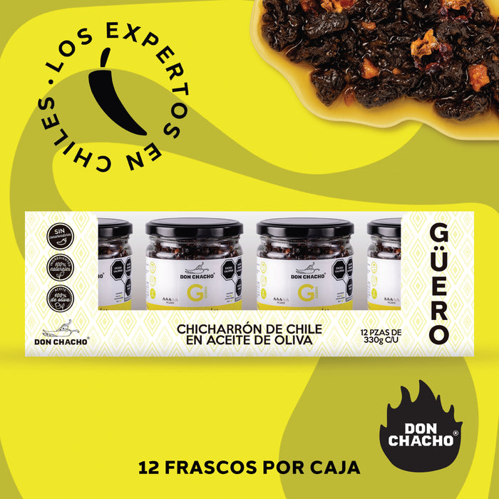 Caja de 12 · Chicharrón de chile Güero · 330 g