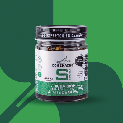 Chicharrón de Chile Serrano en Aceite de Oliva Don Chacho de 140 gr