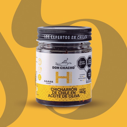 Chicharrón de Chile Habanero en Aceite de Oliva Don Chacho de 140 gr