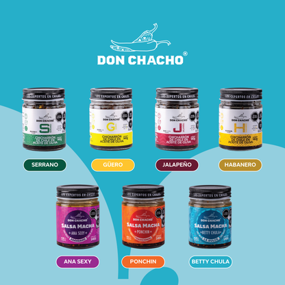 Salsa Macha La Dulce “Betty Chula”	- Hecho a base de Chile Ancho, Morita y Azúcar Morena - Disfrútalos con Tacos, Quesadillas, Ensaladas, Sushi, Pizzas o Cualquier Otro Platillo. Bundle