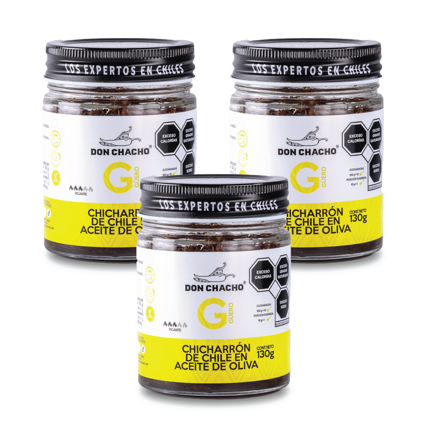 Chicharrón de Chile Güero en Aceite de Oliva Don Chacho de 140 gr. Bundle