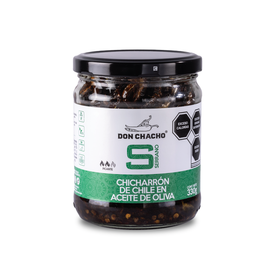 Chicharrón de Chile Serrano en Aceite de Oliva Don Chacho de 140 gr
