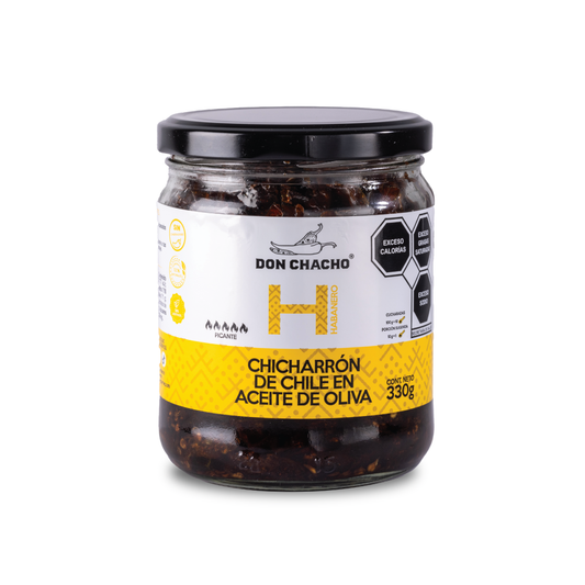 Chicharrón de Chile Habanero en Aceite de Oliva Don Chacho de 330 gr